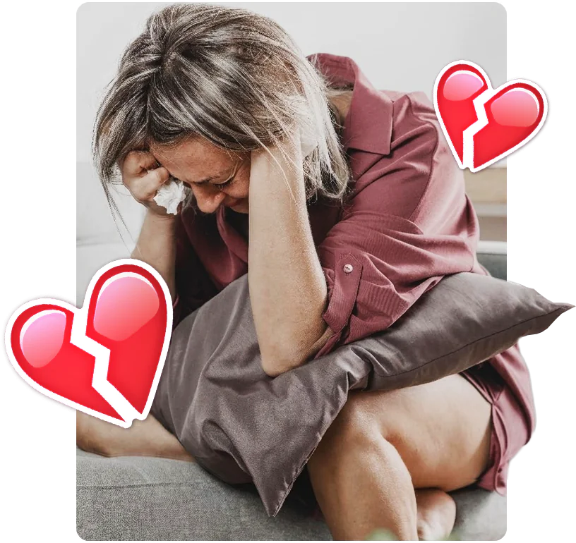Mulher triste após o término