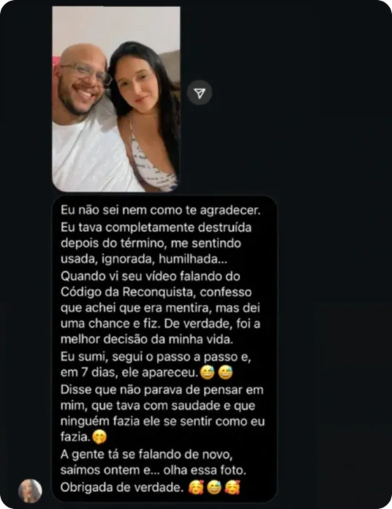 Print de conversa de uma aluna após aplicar o método
