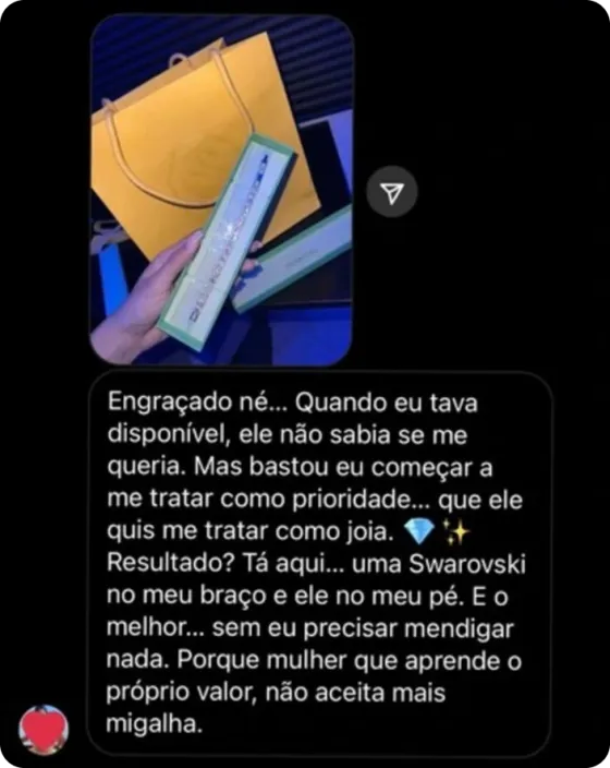 Print de conversa de aluna agradecendo o resultado